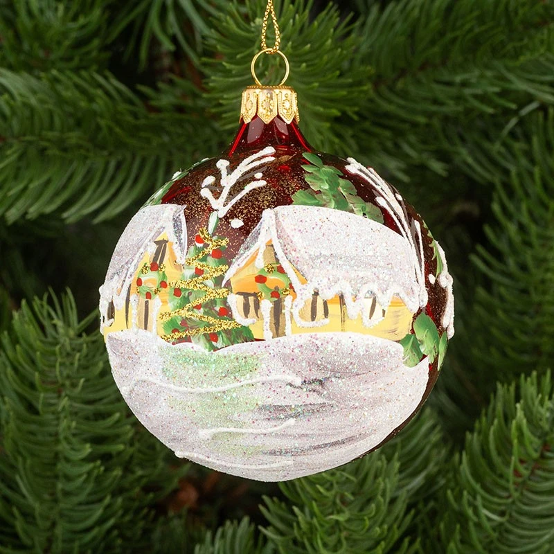 Коледна топка с декорация Димс-92, RM075S, стъкло