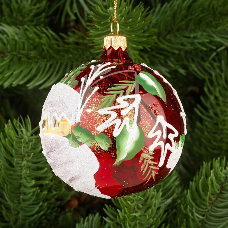 Коледна топка с декорация Димс-92, RM075S, стъкло