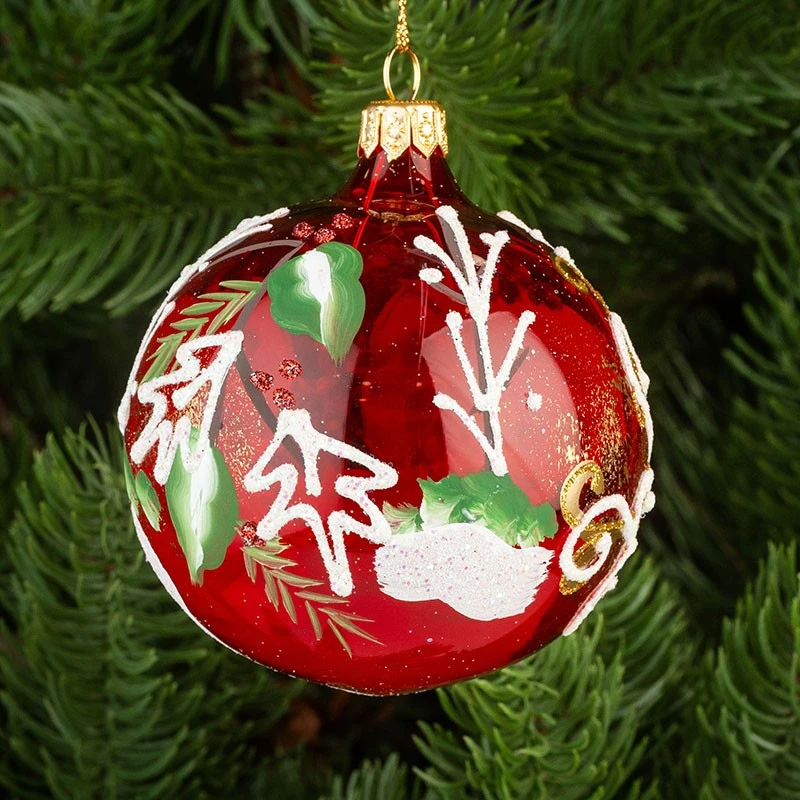 Коледна топка с декорация Димс-92, RM075S, стъкло