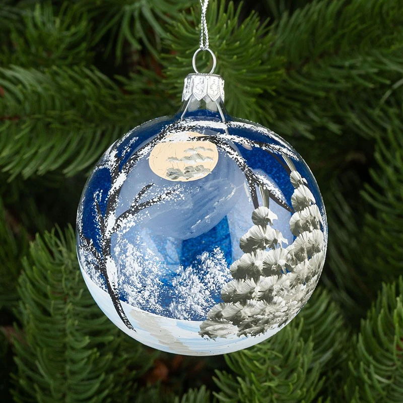 Коледна топка с декорация Димс-92, RM078S, стъкло