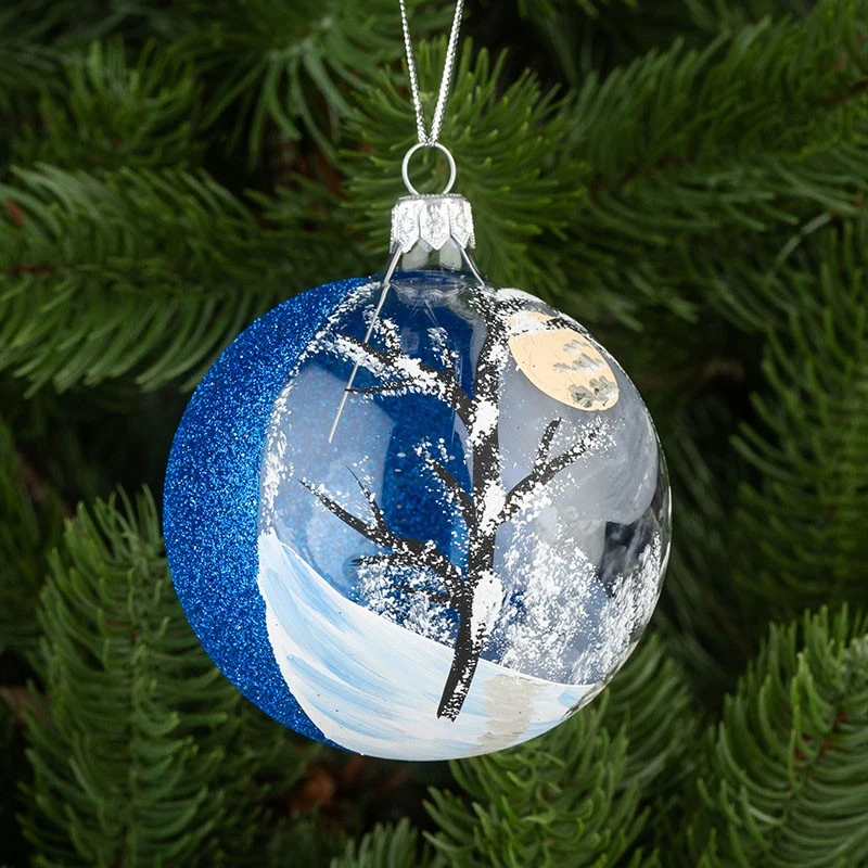 Коледна топка с декорация Димс-92, RM078S, стъкло