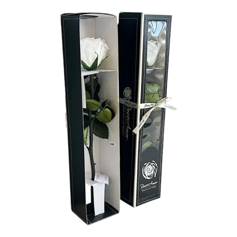 Естествена вечна роза в кутия, Stem Whi 01