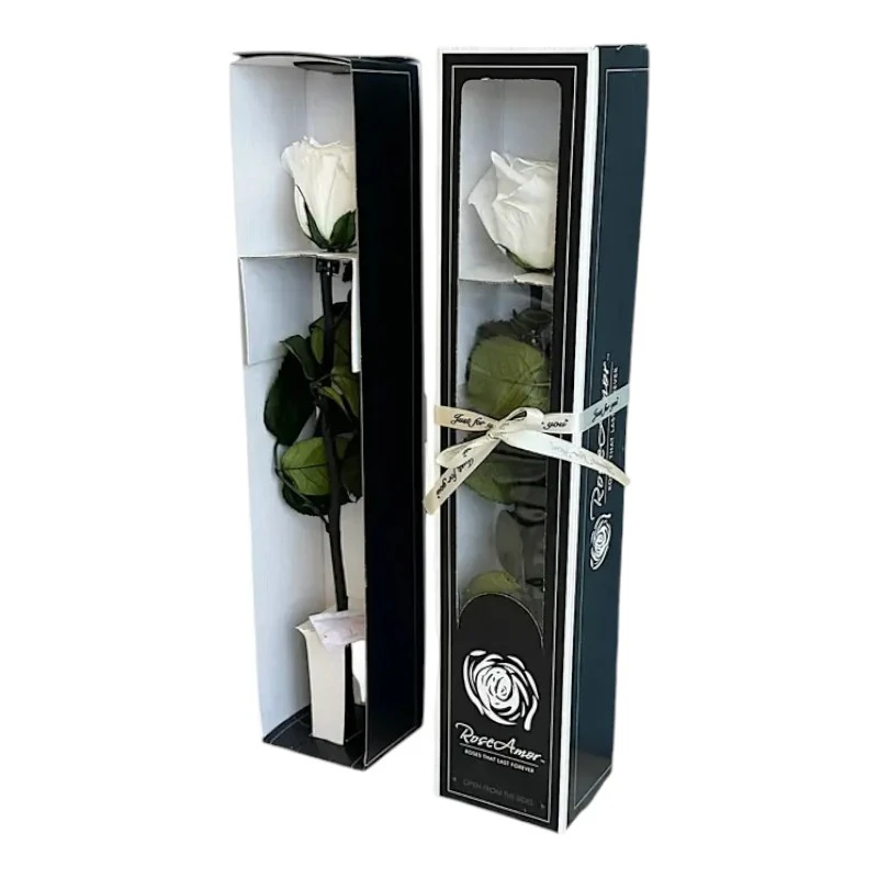 Естествена вечна роза в кутия, Stem Whi 01