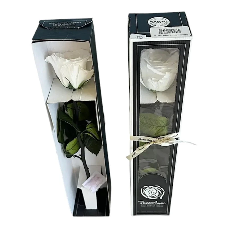 Естествена вечна роза в кутия, Stem Whi 01