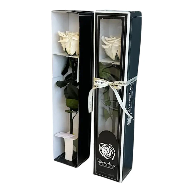 Естествена вечна роза в кутия, Stem Whi 04