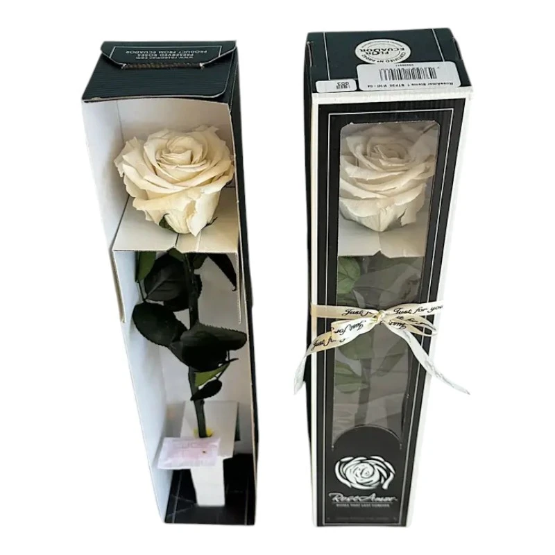 Естествена вечна роза в кутия, Stem Whi 04