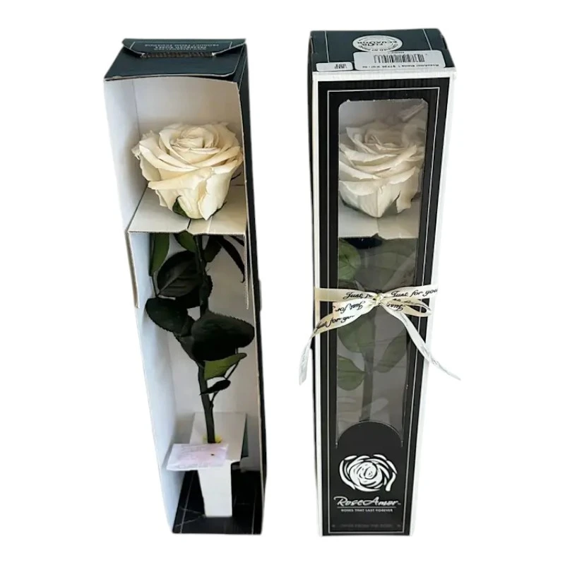 Естествена вечна роза в кутия, Stem Whi 04