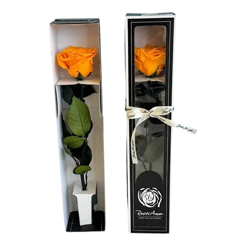Естествена вечна роза в кутия, Stem Yel 04
