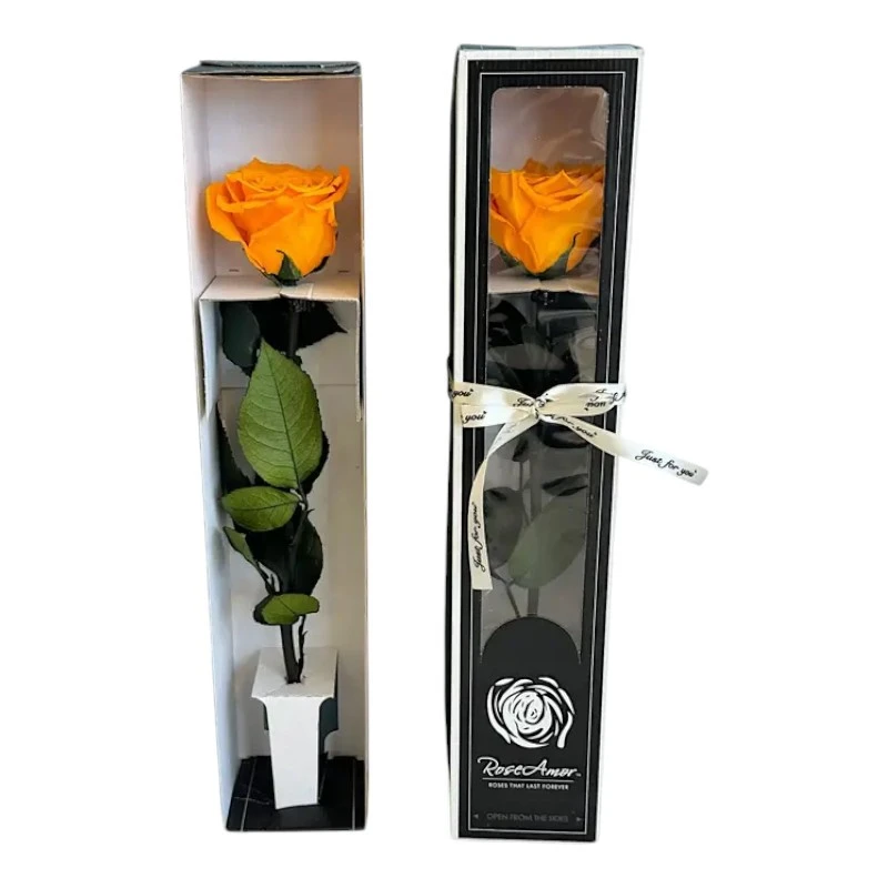 Естествена вечна роза в кутия, Stem Yel 04