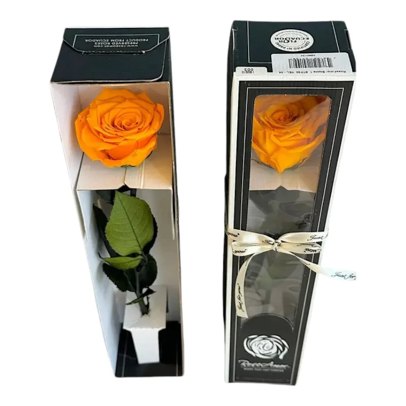 Естествена вечна роза в кутия, Stem Yel 04