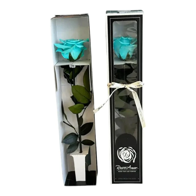 Естествена вечна роза в кутия, Stem Blu 02