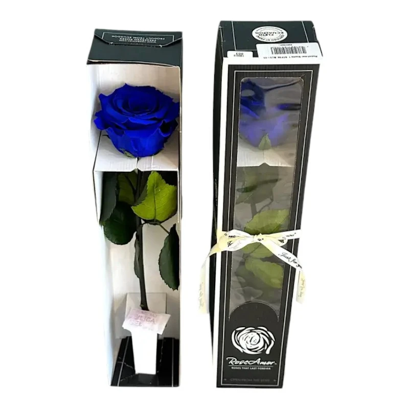 Естествена вечна роза в кутия, Stem Blu 03