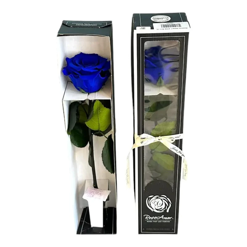 Естествена вечна роза в кутия, Stem Blu 03