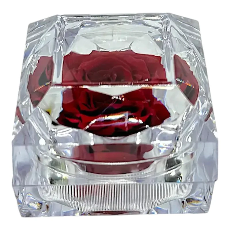 Луксозна кутия за бижута с естествена вечна роза, Red 01