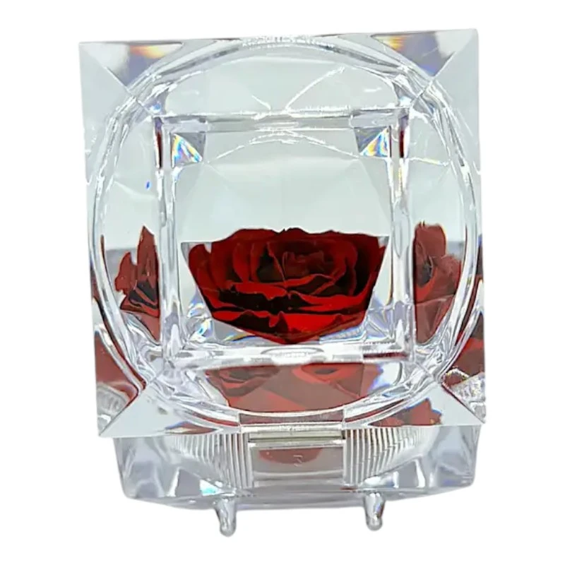 Луксозна кутия за бижута с естествена вечна роза, Red 01