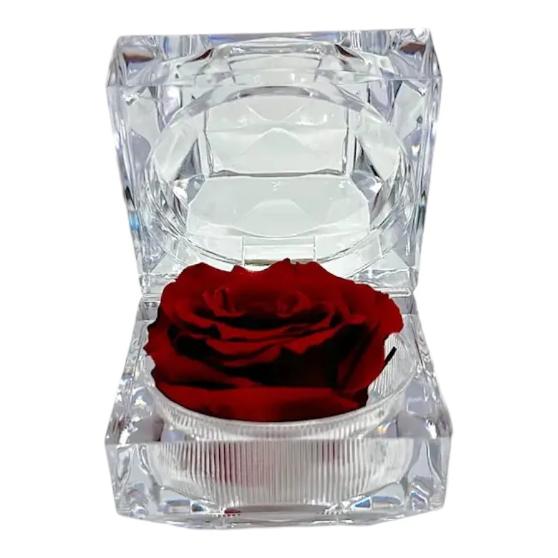 Луксозна кутия за бижута с естествена вечна роза, Red 01