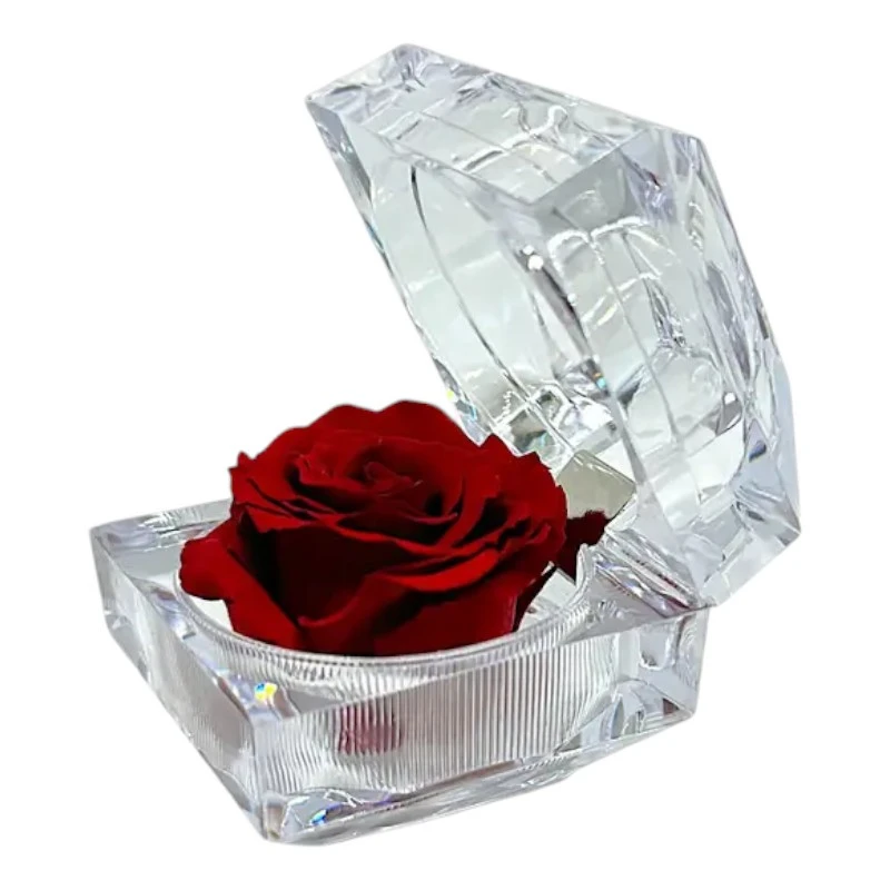 Луксозна кутия за бижута с естествена вечна роза, Red 01