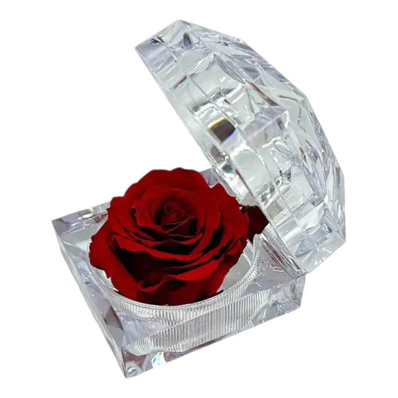 Луксозна кутия за бижута с естествена вечна роза, Red 01