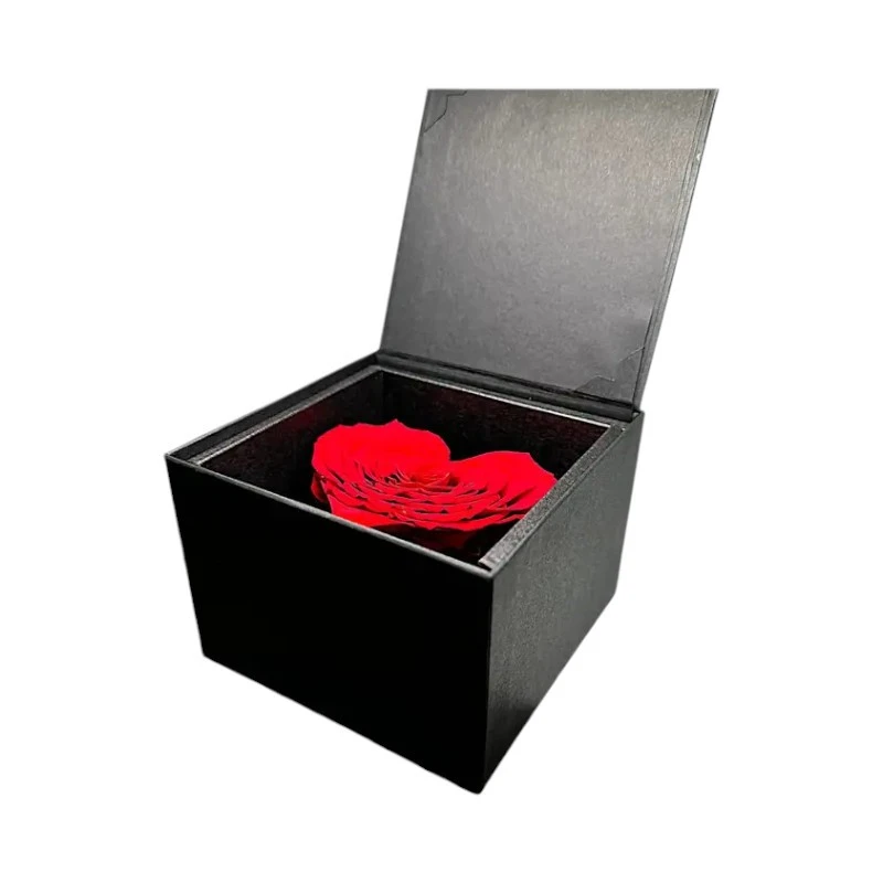 Луксозна кутия с естествена вечна роза сърце, GB2 Corazon Red 02