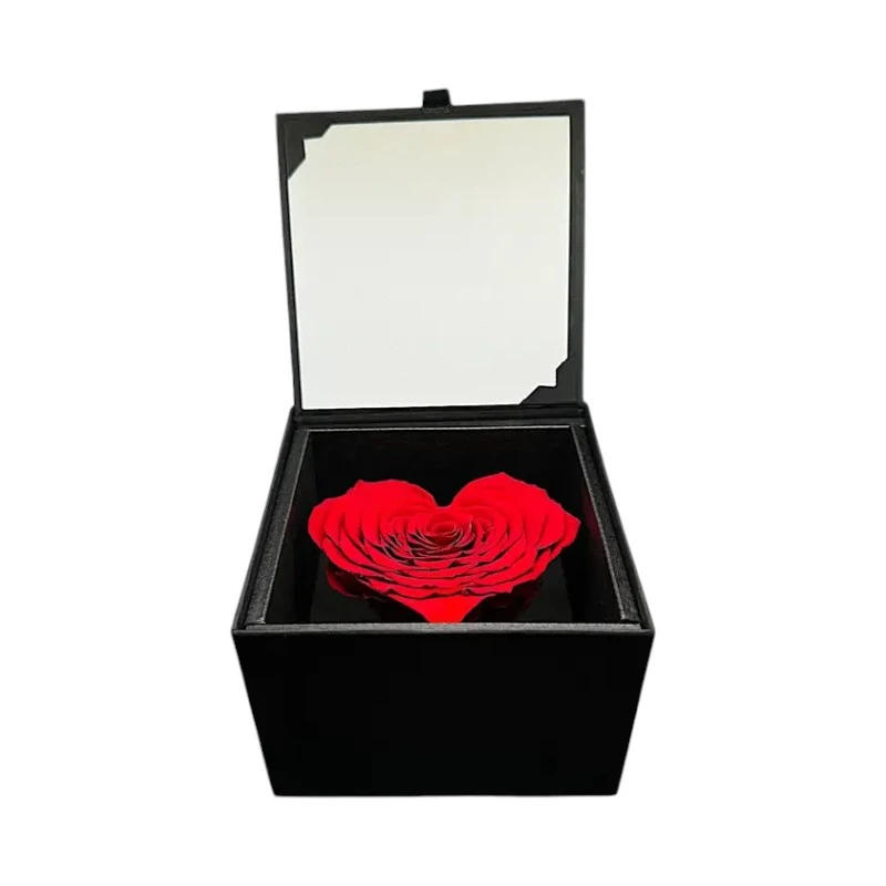 Луксозна кутия с естествена вечна роза сърце, GB2 Corazon Red 02