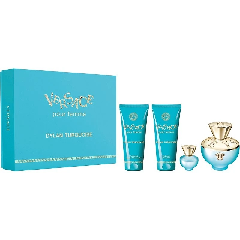 Versace Dylan Turquoise EDT 100ml + BG 100ml+ SG 100ml + EDP 5ml, Комплект за Жени, Комплект за Жени