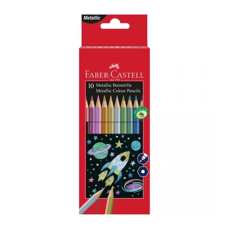 Faber-Castell Цветни моливи, 10 металикови цвята