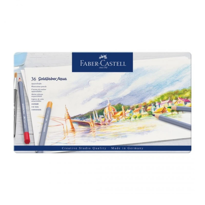 Faber-Castell Акварелни моливи Goldfaber Aqua, 24 цвята, в метална кутия