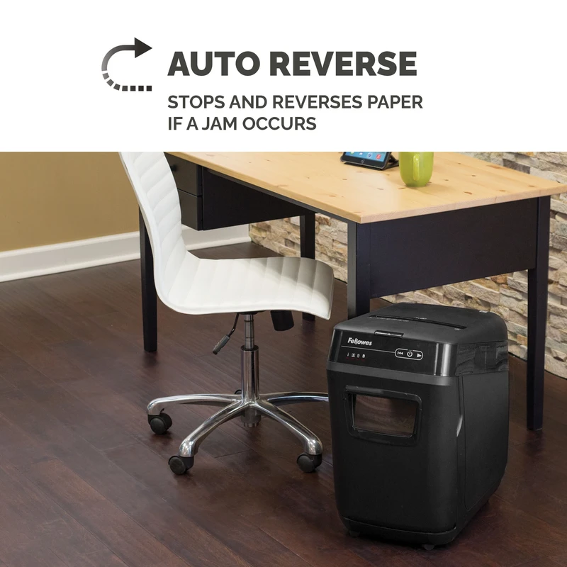 Шредер за унищожаване на документи Fellowes Automax 200C, Cross-Cut, P-4, обем на коша 32 L, за 1-3 потребители
