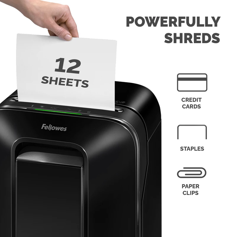 Шредер за унищожаване на документи Fellowes Powershred LX201, Microcut, 22 L, черен, P-5, Micro-Cut