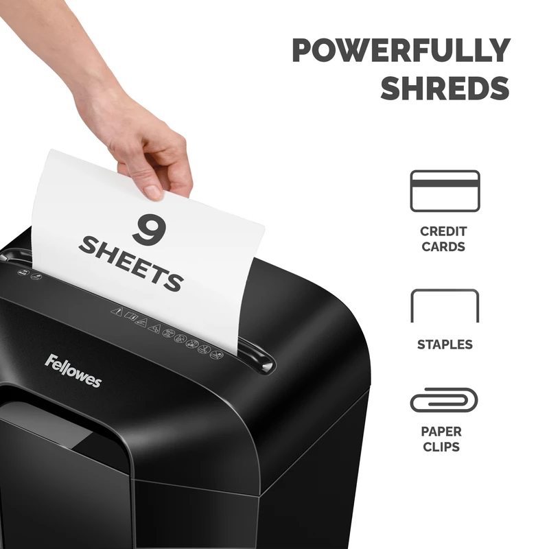 Шредер за унищожаване на документи Fellowes Powershred LX50, P-4, Cross-Cut, черен, обем на коша 17 L