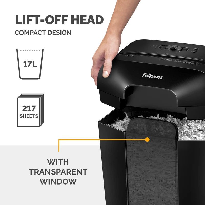Шредер за унищожаване на документи Fellowes Powershred LX50, P-4, Cross-Cut, черен, обем на коша 17 L