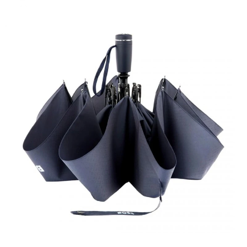 Hugo Boss Чадър Pocket Double B, сгъваем, тъмносин