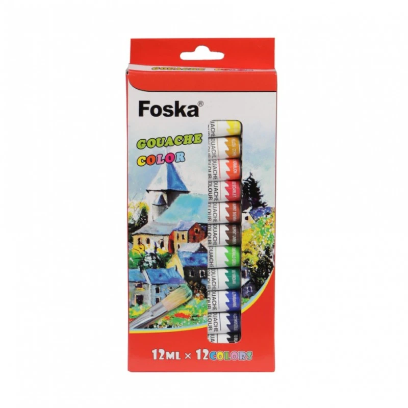 Foska Темперни бои, професионални, в тубички, 12 ml, 12 цвята