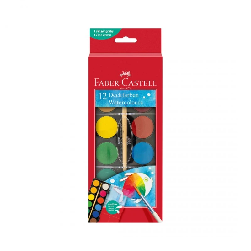 Faber-Castell Акварелни бои, 12 цвята, в голяма кутия