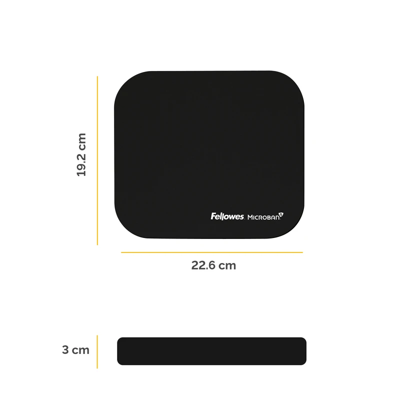 Пад за мишка Fellowes Microban, антибактериален, 2 mm, черен