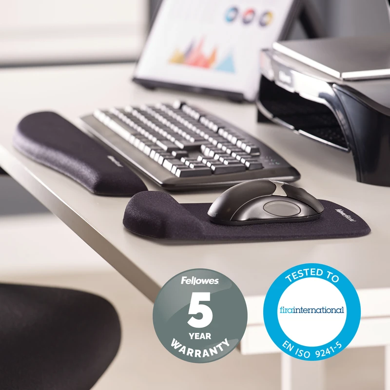 Пад за мишка Fellowes Plushtouch, ергономичен, черен