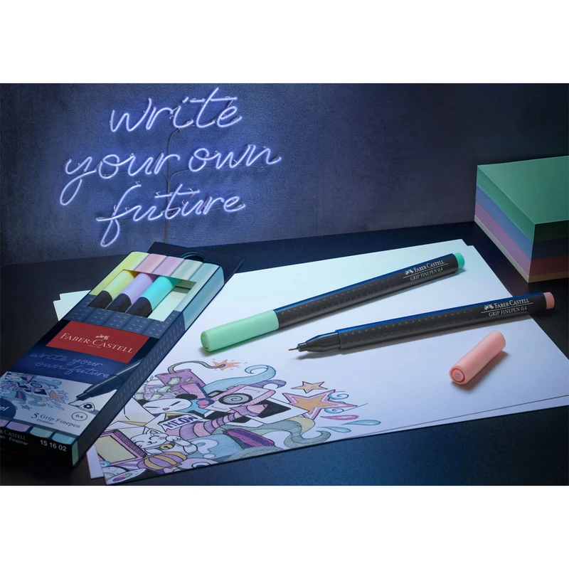 Тънкописец Faber-Castell Grip, 0.4 mm, пастелен, 5 цвята