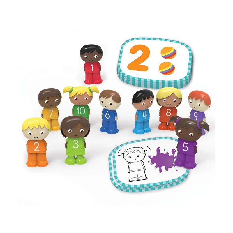 Комплект с карти и фигурки на деца Learning Resources, с числата от 1 до 10, за броене