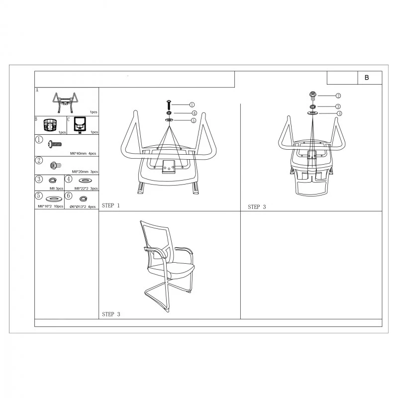 Посетителски стол RFG Snow M, светлосиня седалка, светлосиня облегалка, 2 броя в комплект
