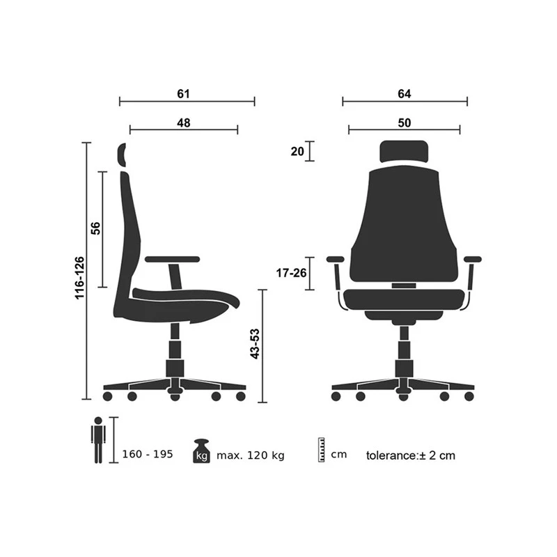 Директорски стол RFG Joy 055 HB, черна седалка, червена облегалка