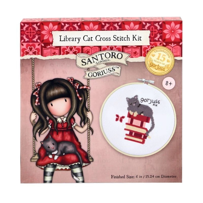 Комплект за бродиране Santoro Gorjuss Memories - Library Cat