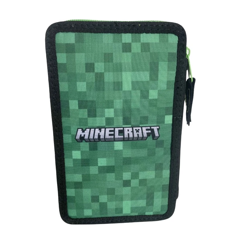 Ученически несесер с две отделения Minecraft Creeper Green, Със съдържание, 19 x 6 x 3 cm, Многоцветен