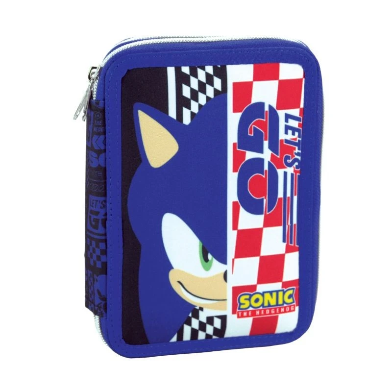 Ученически несесер Sonic Let's Go с две отделения и съдържание