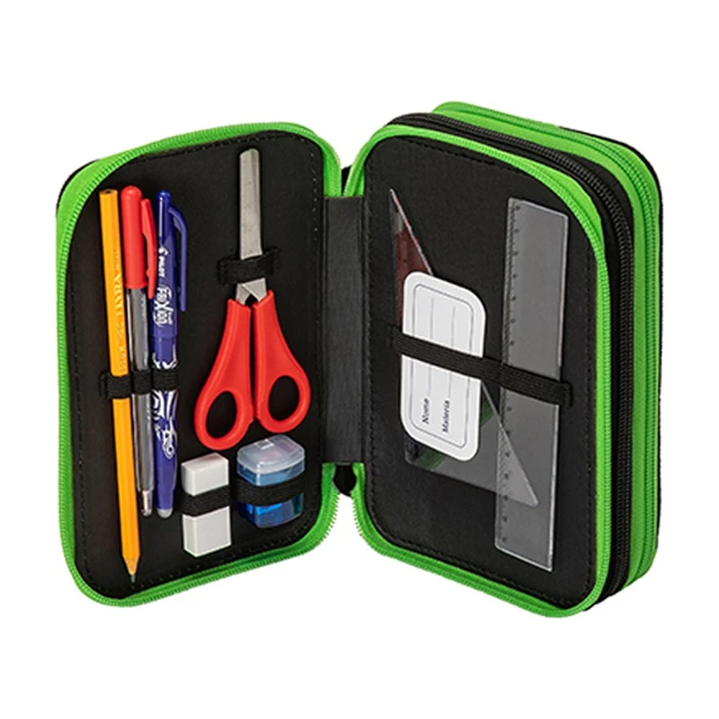 Ученически несесер Minecraft Creeper Head, Със съдържание, С три ципа,  Многоцветен