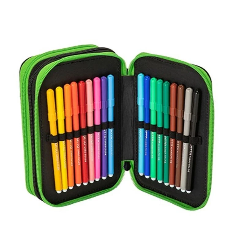 Ученически несесер Minecraft Creeper Head, Със съдържание, С три ципа,  Многоцветен