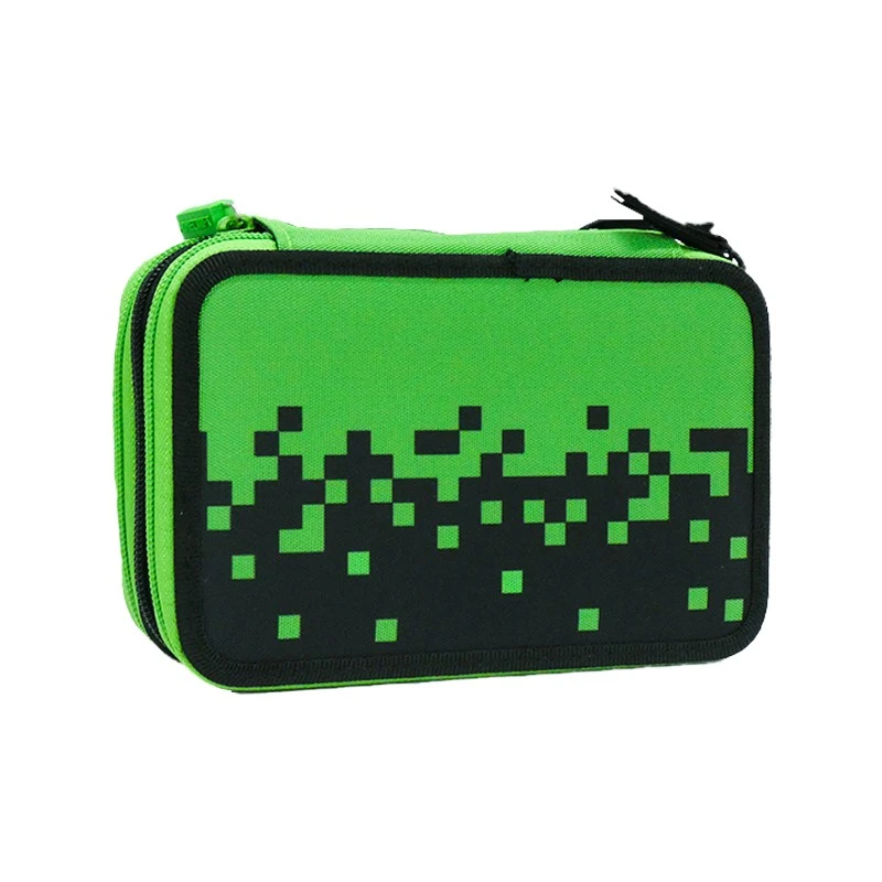 Ученически несесер Minecraft Creeper Head, Със съдържание, С три ципа,  Многоцветен