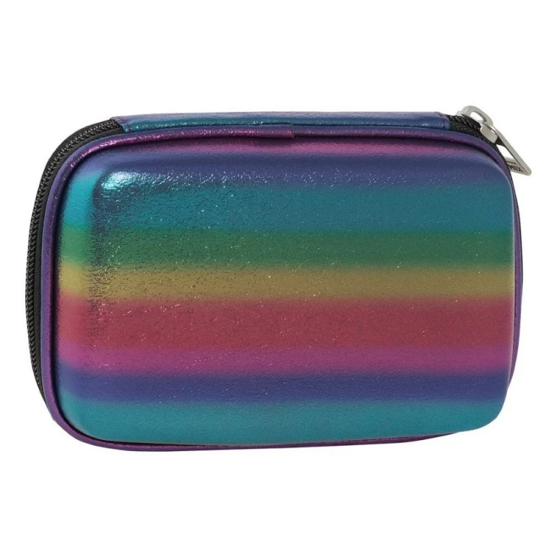 Ученически несесер със съдържание Comix Rainbow Purple 2024, 22 x 14 x 7 cm, Многоцветен