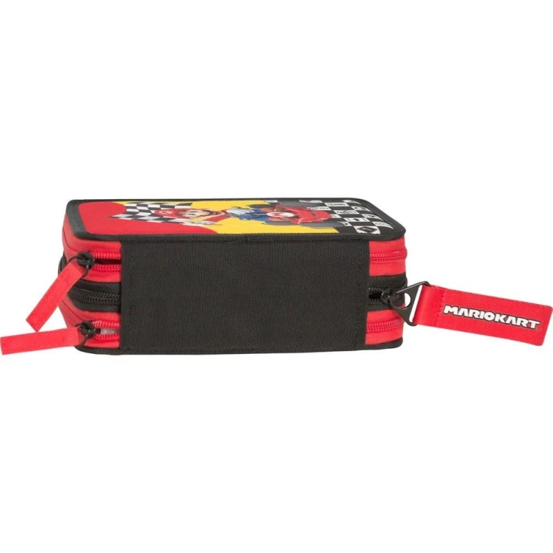Ученически несесер Super Mario  Mariokart Red със съдържание с 3 отделения, 20 x 13 x 7 cm, Многоцветен