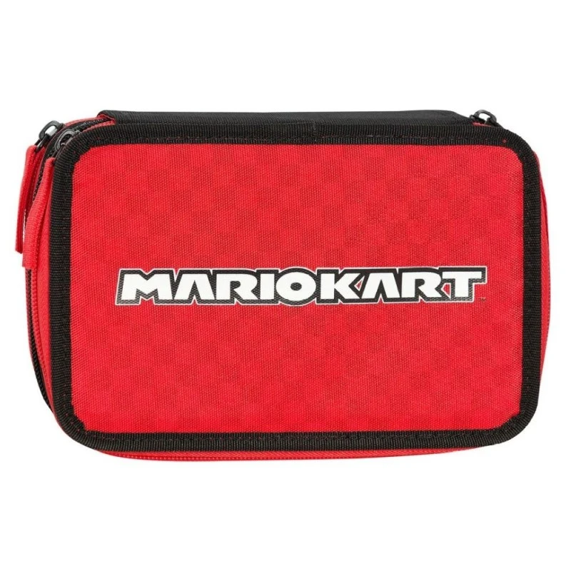 Ученически несесер Super Mario  Mariokart Red със съдържание с 3 отделения, 20 x 13 x 7 cm, Многоцветен