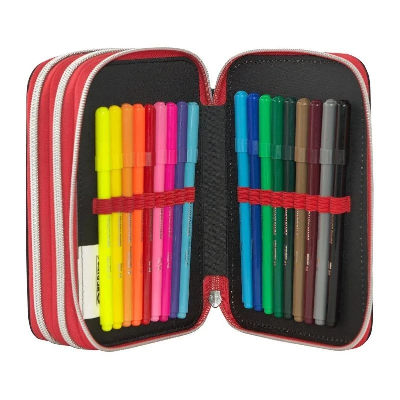 Ученически несесер One Piece Red със съдържание и 3 отделения